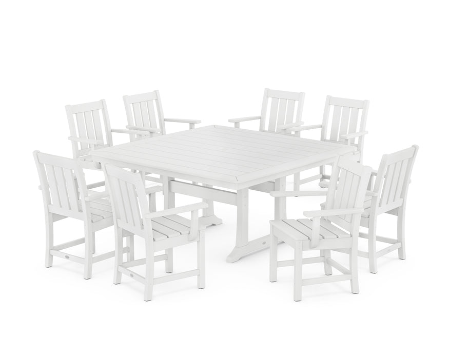 POLYWOOD® Oxford 9-Piece Square Dining Set with Trestle Legs in White