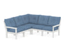 POLYWOOD Vineyard 5-Piece Sectional in White with Sky Blue fabric