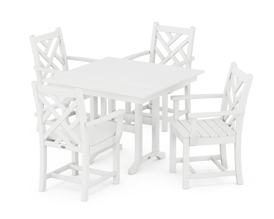 POLYWOOD Chippendale 5-Piece Farmhouse Dining Set in White