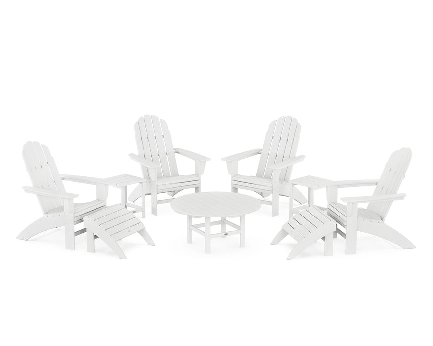 POLYWOOD Vineyard Curveback Adirondack Chair 9-Piece Conversation Set in White
