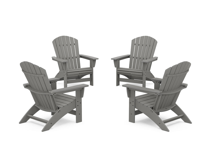 POLYWOOD® 4-Piece Nautical Grand Adirondack Chair Conversation Set in Slate Grey