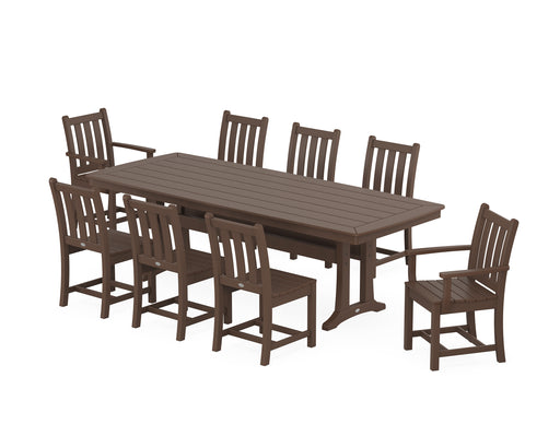 POLYWOOD Traditional Garden 9-Piece Dining Set with Trestle Legs in Mahogany