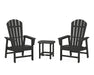 POLYWOOD South Beach Casual Chair 3-Piece Set with 18" South Beach Side Table in Black