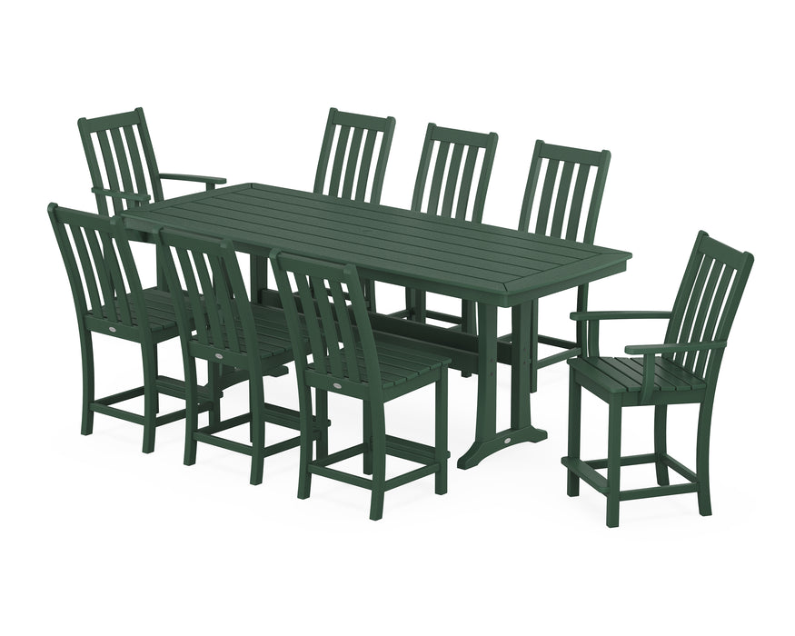 POLYWOOD® Vineyard 9-Piece Counter Set with Trestle Legs in Mahogany