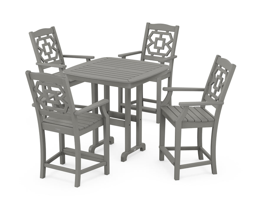 Martha Stewart by POLYWOOD Chinoiserie 5-Piece Counter Set in Slate Grey