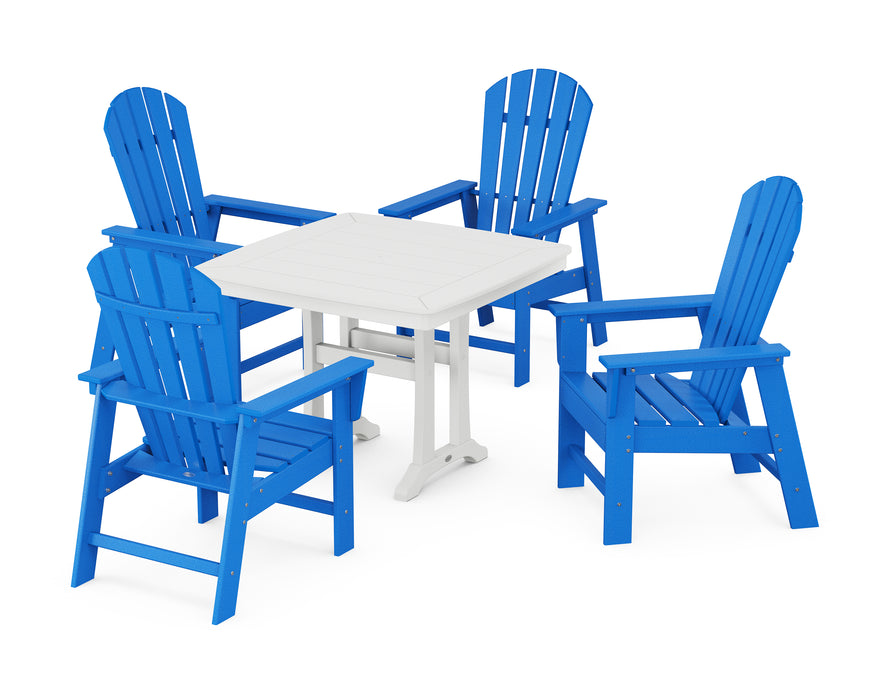 POLYWOOD South Beach 5-Piece Dining Set with Trestle Legs in Pacific Blue