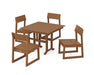 POLYWOOD EDGE Side Chair 5-Piece Farmhouse Dining Set in Teak