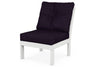 POLYWOOD Vineyard Modular Armless Chair in White with Navy Linen fabric