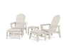 POLYWOOD® 5-Piece Vineyard Grand Upright Adirondack Set with Ottomans and Side Table in Sand