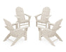 POLYWOOD 4-Piece Vineyard Curveback Adirondack Chair Conversation Set in Sand