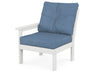 POLYWOOD Vineyard Modular Left Arm Chair in White with Sky Blue fabric