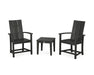 POLYWOOD® Modern 3-Piece Upright Adirondack Chair Set in Black