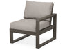 POLYWOOD® EDGE Modular Right Arm Chair in Vintage Coffee with Weathered Tweed fabric