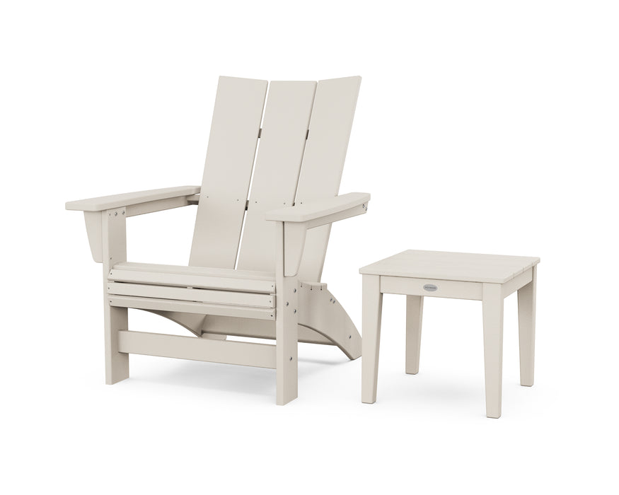 POLYWOOD® Modern Grand Adirondack Chair with Side Table in Sand