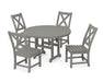 POLYWOOD Braxton Side Chair 5-Piece Round Dining Set in Slate Grey