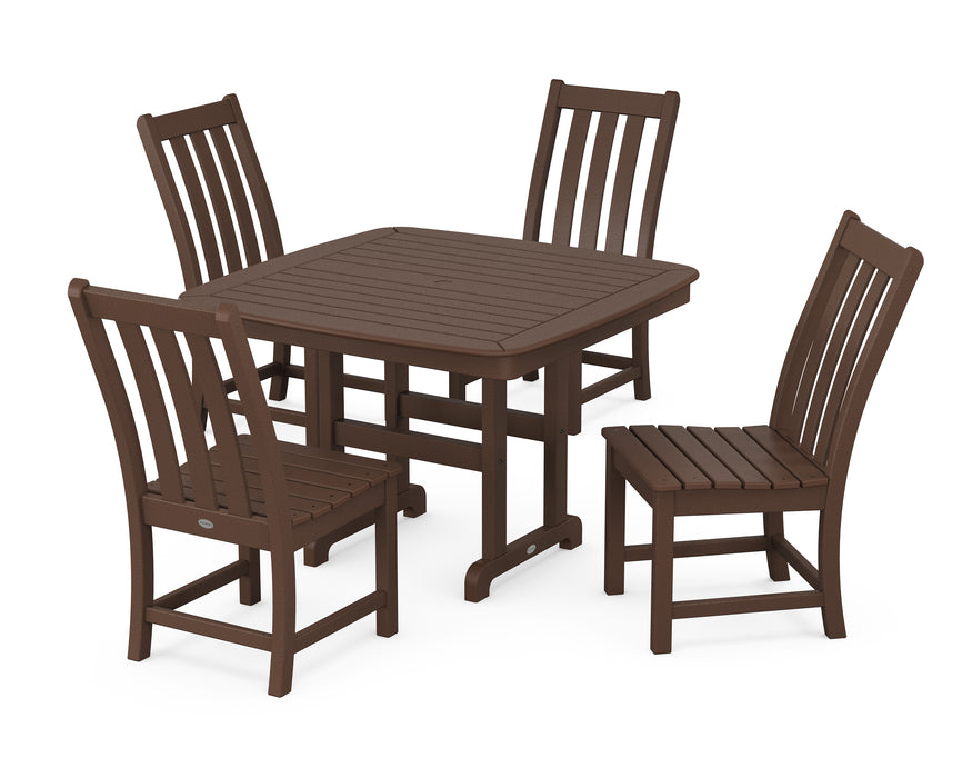POLYWOOD Vineyard Side Chair 5-Piece Dining Set with Trestle Legs in Mahogany
