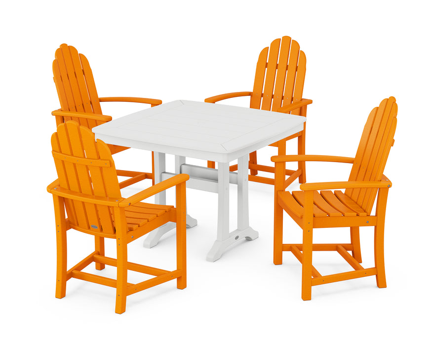 POLYWOOD Classic Adirondack 5-Piece Dining Set with Trestle Legs in Tangerine