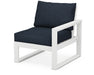 POLYWOOD® EDGE Modular Right Arm Chair in White with Marine Indigo fabric