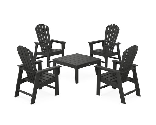 POLYWOOD 5-Piece South Beach Casual Chair Conversation Set with 36" Conversation Table in Black