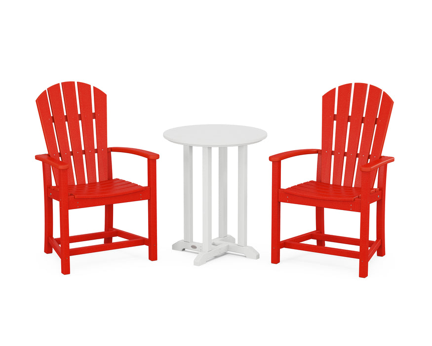 POLYWOOD Palm Coast 3-Piece Round Farmhouse Dining Set in Sunset Red