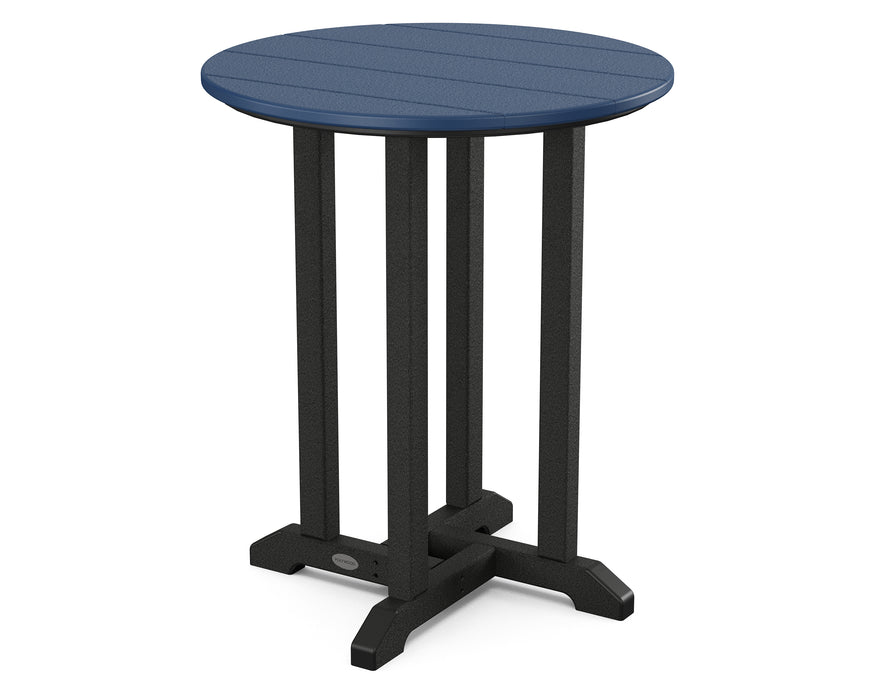 POLYWOOD® Contempo 24" Round Dining Table in Black / Navy