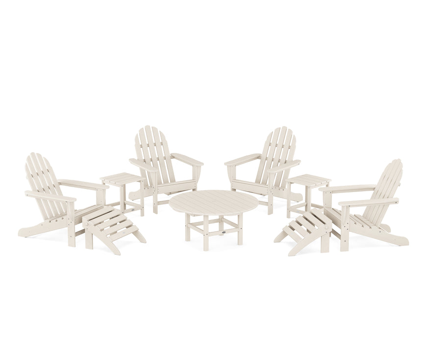 POLYWOOD Classic Adirondack Chair 9-Piece Conversation Set in Sand