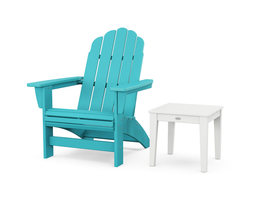 POLYWOOD® Vineyard Grand Adirondack Chair with Side Table in Black