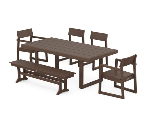 POLYWOOD EDGE 6-Piece Dining Set with Bench in Mahogany