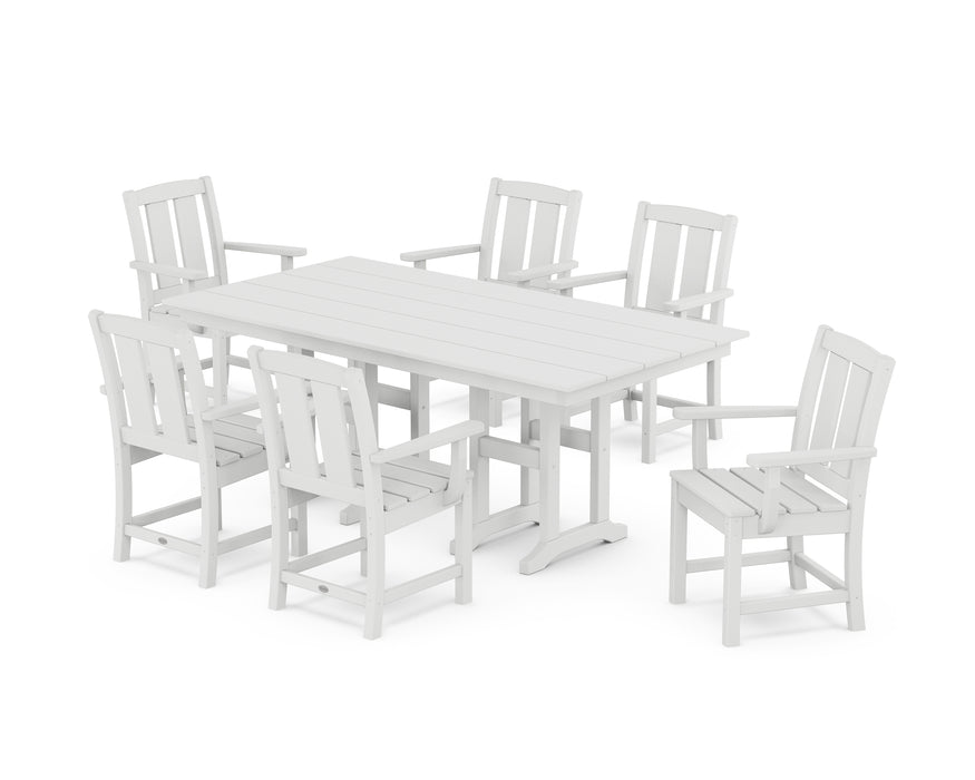 POLYWOOD® Mission Arm Chair 7-Piece Farmhouse Dining Set in White