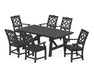 Martha Stewart by POLYWOOD Chinoiserie Arm Chair 7-Piece Rustic Farmhouse Dining Set in Black