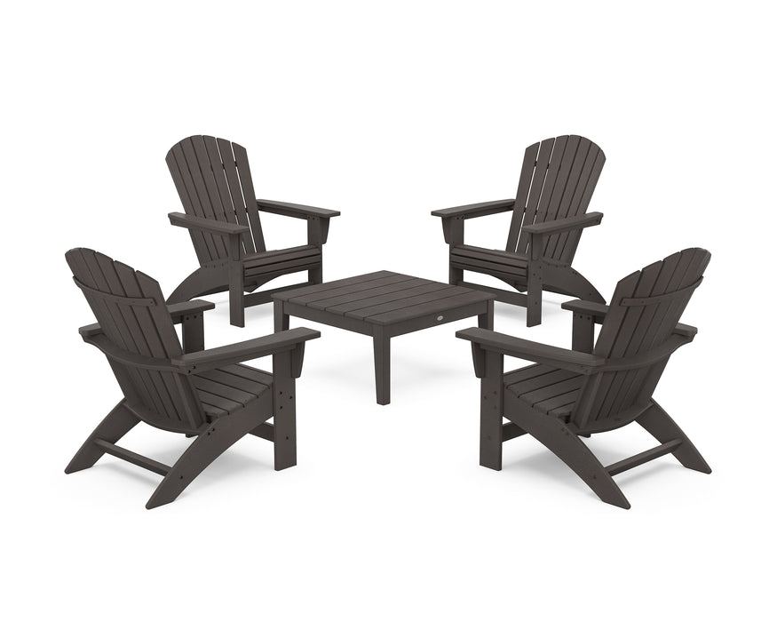 POLYWOOD® 5-Piece Nautical Grand Adirondack Chair Conversation Group in Vintage Coffee