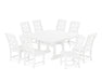 Martha Stewart by POLYWOOD Chinoiserie 9-Piece Square Farmhouse Side Chair Dining Set with Trestle Legs in White