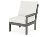 POLYWOOD Vineyard Modular Right Arm Chair in Slate Grey with Natural Linen fabric