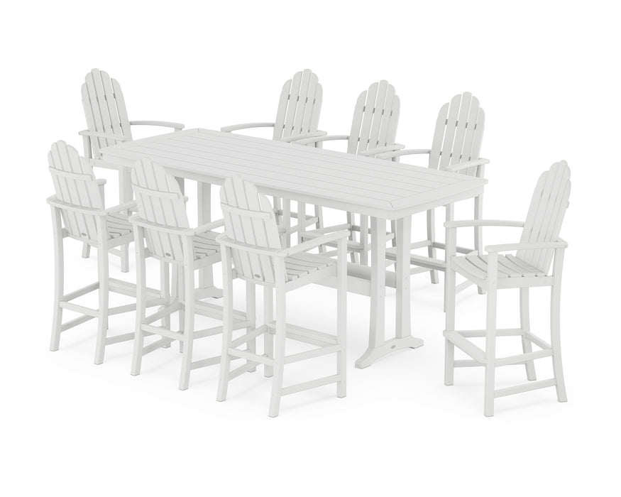 POLYWOOD® Classic Adirondack 9-Piece Bar Set with Trestle Legs in White