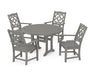 Martha Stewart by POLYWOOD Chinoiserie 5-Piece Round Dining Set with Trestle Legs in Slate Grey