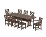 POLYWOOD Chippendale 9-Piece Dining Set with Trestle Legs in Mahogany
