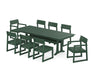 POLYWOOD EDGE 9-Piece Farmhouse Dining Set with Trestle Legs in Green