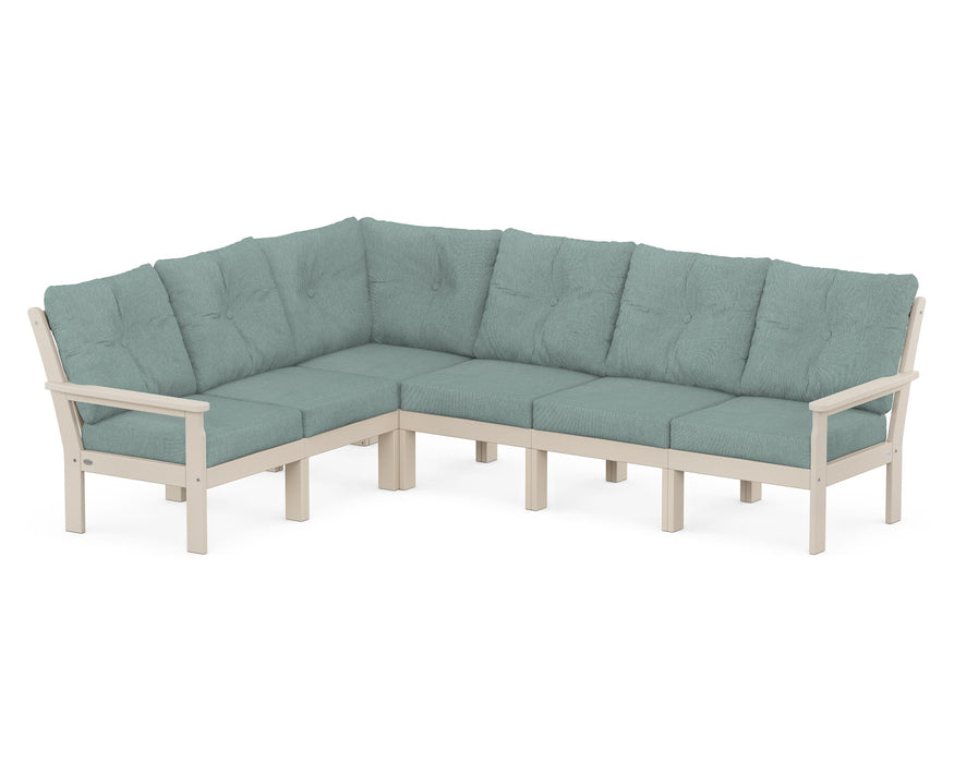 POLYWOOD Vineyard 6-Piece Sectional in Sand with Glacier Spa fabric