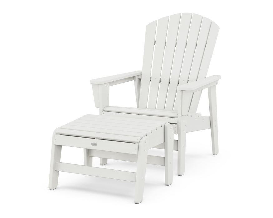 POLYWOOD® Nautical Grand Upright Adirondack Chair with Ottoman in Vintage White