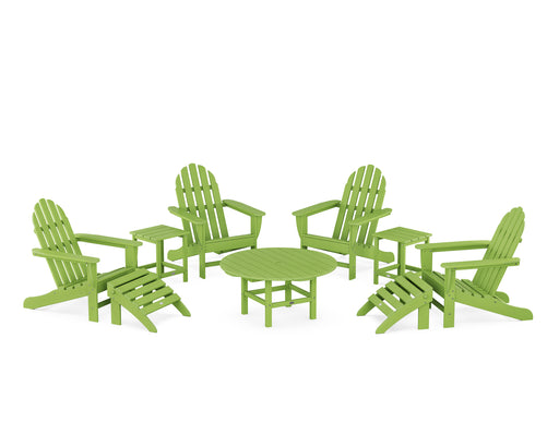 POLYWOOD Classic Adirondack Chair 9-Piece Conversation Set in Lime