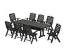 POLYWOOD Nautical Highback 9-Piece Dining Set with Trestle Legs in Black