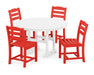 POLYWOOD La Casa Café Side Chair 5-Piece Round Farmhouse Dining Set in Sunset Red