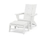 POLYWOOD® Modern Grand Adirondack Chair with Ottoman in White