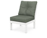 POLYWOOD Vineyard Modular Armless Chair in White with Cast Sage fabric