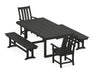 POLYWOOD Vineyard 5-Piece Dining Set with Trestle Legs in Black