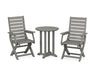 POLYWOOD Captain 3-Piece Round Dining Set in Slate Grey