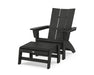 POLYWOOD® Modern Grand Adirondack Chair with Ottoman in Green