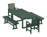 POLYWOOD Signature 5-Piece Dining Set with Benches in Green