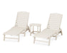 POLYWOOD Nautical 3-Piece Chaise Lounge Set with South Beach 18" Side Table in Sand