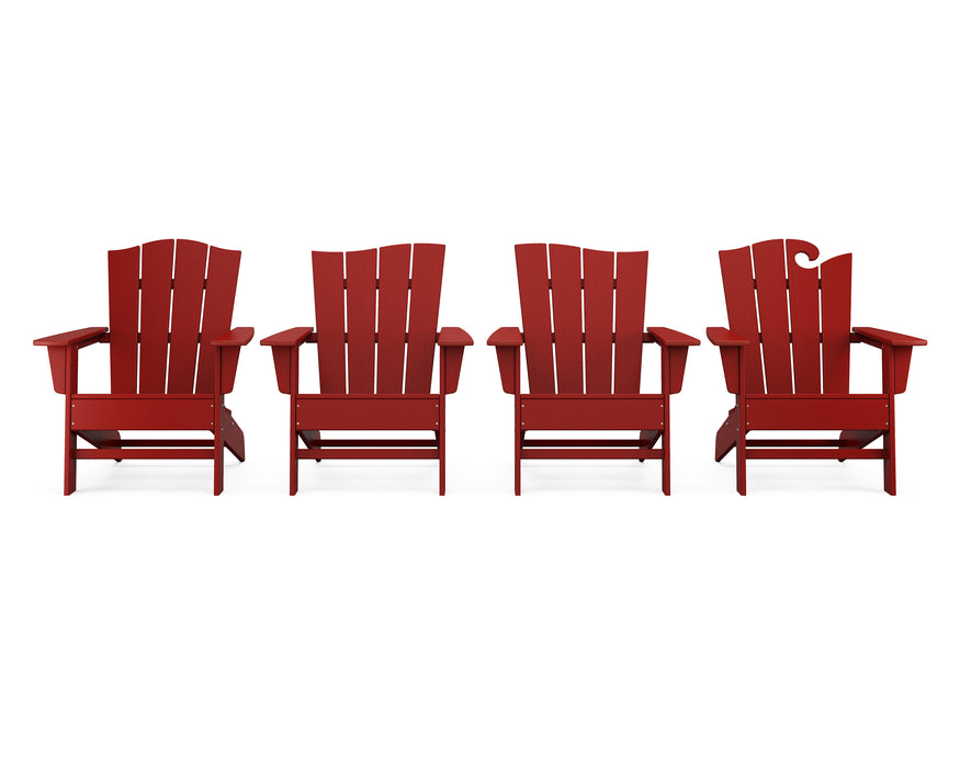 POLYWOOD Wave Collection 4-Piece Adirondack Chair Set in